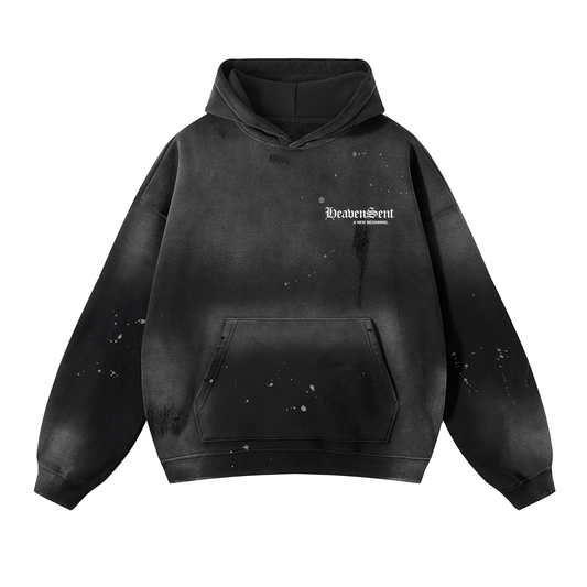 Vintage Washed Frayed Fleece Hoodie